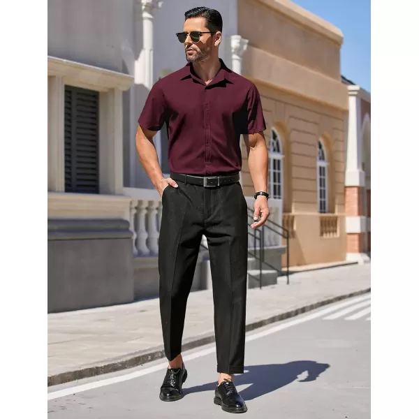 COOFANDY Men's Dress Shirts Short Sleeve Regular Fit Wrinkle Free Business Textured Shirt Casual Button Down Shirts