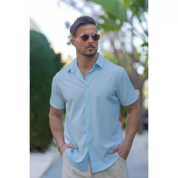 COOFANDY Men's Dress Shirts Short Sleeve Regular Fit Wrinkle Free Business Textured Shirt Casual Button Down Shirts