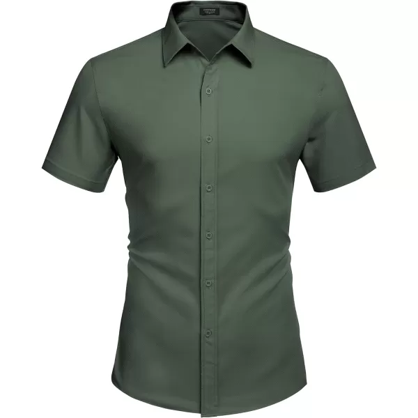COOFANDY Men's Dress Shirts Short Sleeve Regular Fit Wrinkle Free Business Textured Shirt Casual Button Down Shirts