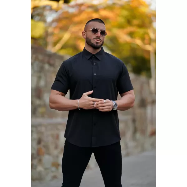 COOFANDY Men's Dress Shirts Short Sleeve Regular Fit Wrinkle Free Business Textured Shirt Casual Button Down Shirts