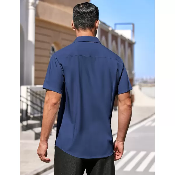COOFANDY Men's Dress Shirts Short Sleeve Regular Fit Wrinkle Free Business Textured Shirt Casual Button Down Shirts