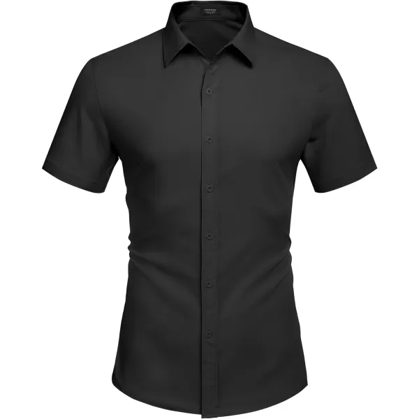 COOFANDY Men's Dress Shirts Short Sleeve Regular Fit Wrinkle Free Business Textured Shirt Casual Button Down Shirts