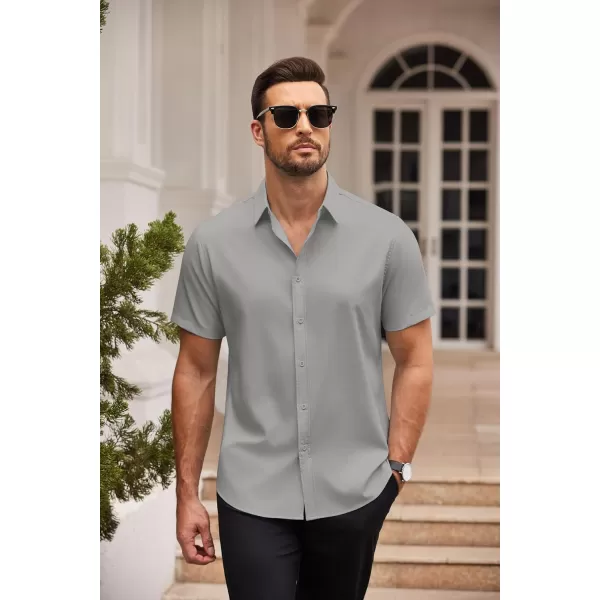 COOFANDY Men's Dress Shirts Short Sleeve Regular Fit Wrinkle Free Business Textured Shirt Casual Button Down Shirts