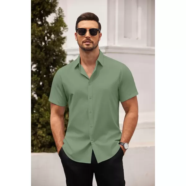 COOFANDY Men's Dress Shirts Short Sleeve Regular Fit Wrinkle Free Business Textured Shirt Casual Button Down Shirts