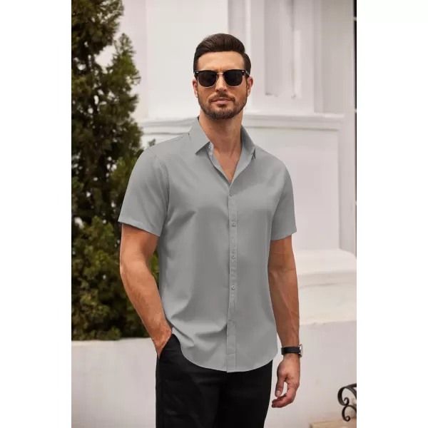 COOFANDY Men's Dress Shirts Short Sleeve Regular Fit Wrinkle Free Business Textured Shirt Casual Button Down Shirts