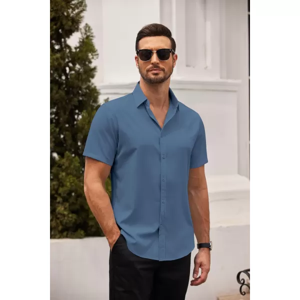 COOFANDY Men's Dress Shirts Short Sleeve Regular Fit Wrinkle Free Business Textured Shirt Casual Button Down Shirts