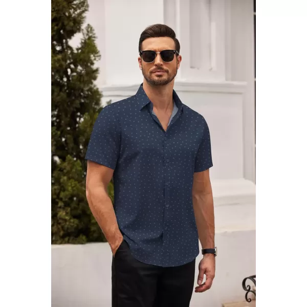 COOFANDY Men's Dress Shirts Short Sleeve Regular Fit Wrinkle Free Business Textured Shirt Casual Button Down Shirts