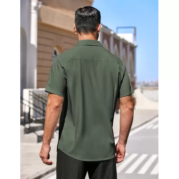 COOFANDY Men's Dress Shirts Short Sleeve Regular Fit Wrinkle Free Business Textured Shirt Casual Button Down Shirts