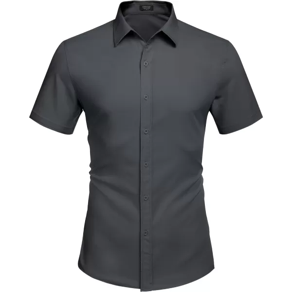 COOFANDY Men's Dress Shirts Short Sleeve Regular Fit Wrinkle Free Business Textured Shirt Casual Button Down Shirts