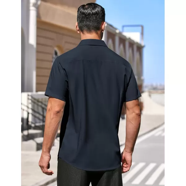 COOFANDY Men's Dress Shirts Short Sleeve Regular Fit Wrinkle Free Business Textured Shirt Casual Button Down Shirts