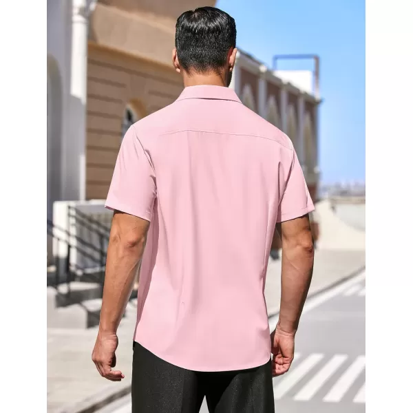 COOFANDY Men's Dress Shirts Short Sleeve Regular Fit Wrinkle Free Business Textured Shirt Casual Button Down Shirts