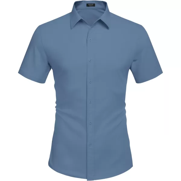 COOFANDY Men's Dress Shirts Short Sleeve Regular Fit Wrinkle Free Business Textured Shirt Casual Button Down Shirts
