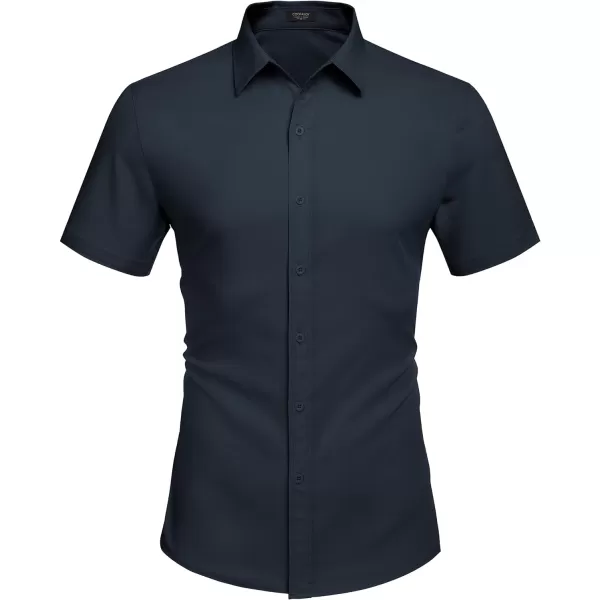 COOFANDY Men's Dress Shirts Short Sleeve Regular Fit Wrinkle Free Business Textured Shirt Casual Button Down Shirts