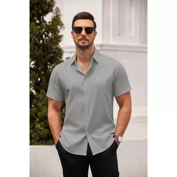 COOFANDY Men's Dress Shirts Short Sleeve Regular Fit Wrinkle Free Business Textured Shirt Casual Button Down Shirts