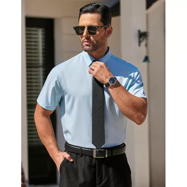 COOFANDY Men's Dress Shirts Short Sleeve Regular Fit Wrinkle Free Business Textured Shirt Casual Button Down Shirts