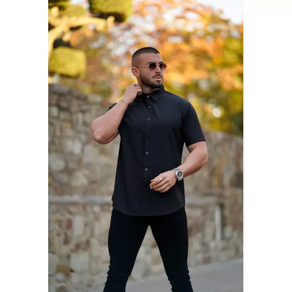 COOFANDY Men's Dress Shirts Short Sleeve Regular Fit Wrinkle Free Business Textured Shirt Casual Button Down Shirts