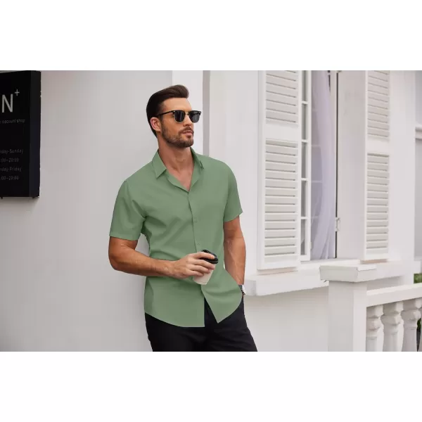 COOFANDY Men's Dress Shirts Short Sleeve Regular Fit Wrinkle Free Business Textured Shirt Casual Button Down Shirts
