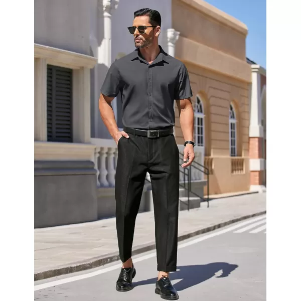 COOFANDY Men's Dress Shirts Short Sleeve Regular Fit Wrinkle Free Business Textured Shirt Casual Button Down Shirts