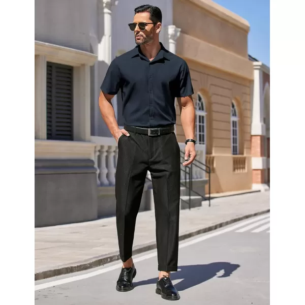 COOFANDY Men's Dress Shirts Short Sleeve Regular Fit Wrinkle Free Business Textured Shirt Casual Button Down Shirts