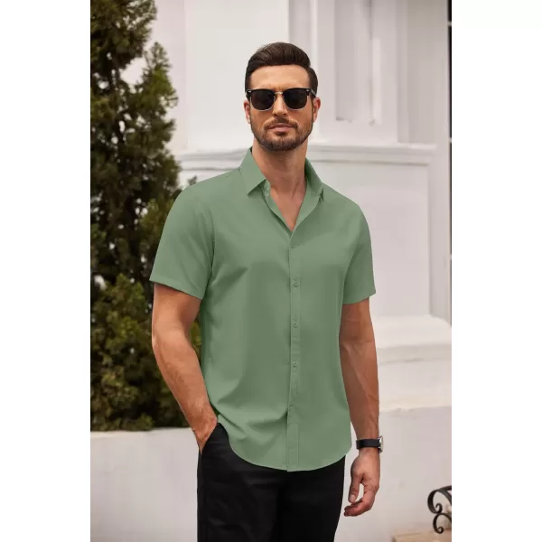 COOFANDY Men's Dress Shirts Short Sleeve Regular Fit Wrinkle Free Business Textured Shirt Casual Button Down Shirts