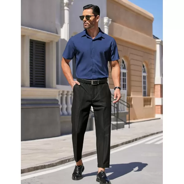 COOFANDY Men's Dress Shirts Short Sleeve Regular Fit Wrinkle Free Business Textured Shirt Casual Button Down Shirts