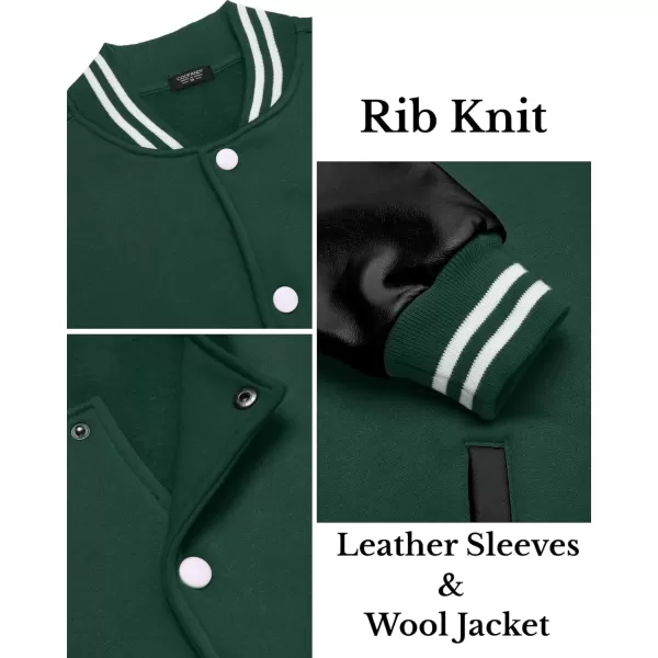 COOFANDY Mens Fashion Varsity Jackets Leather Sleeve Slim Fit College Baseball Letterman Bomber Coat
