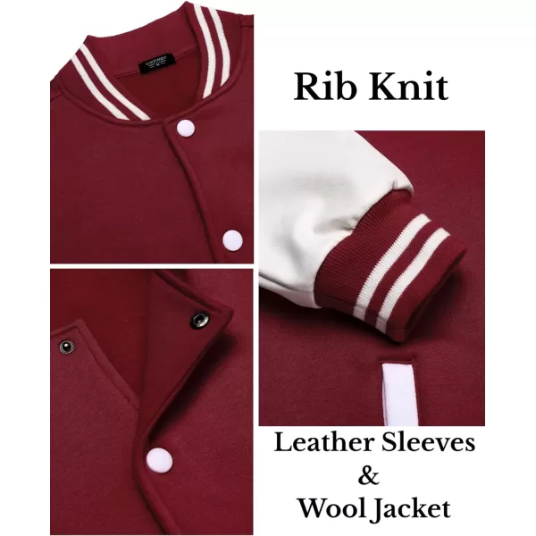 COOFANDY Mens Fashion Varsity Jackets Leather Sleeve Slim Fit College Baseball Letterman Bomber Coat