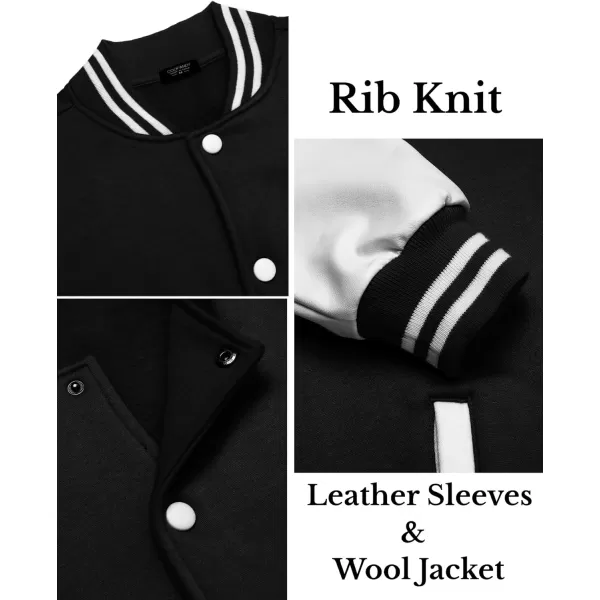 COOFANDY Mens Fashion Varsity Jackets Leather Sleeve Slim Fit College Baseball Letterman Bomber Coat