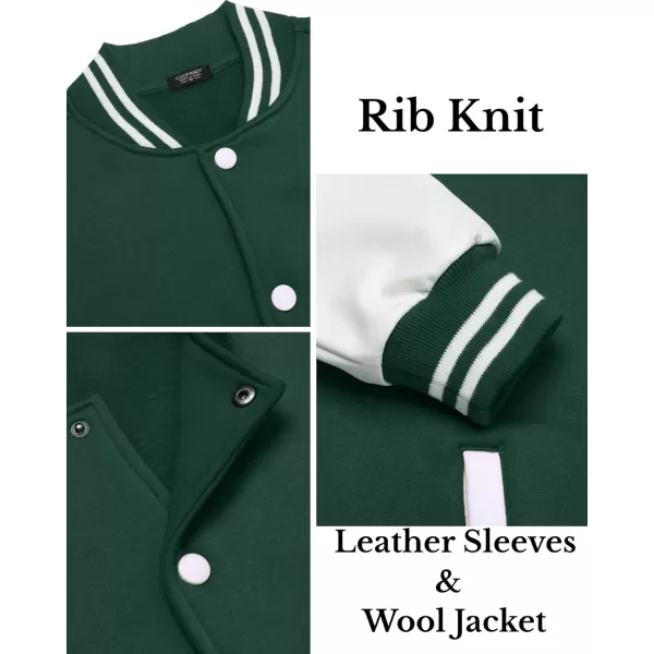 COOFANDY Mens Fashion Varsity Jackets Leather Sleeve Slim Fit College Baseball Letterman Bomber Coat