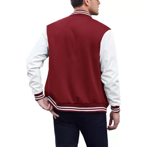 COOFANDY Mens Fashion Varsity Jackets Leather Sleeve Slim Fit College Baseball Letterman Bomber Coat