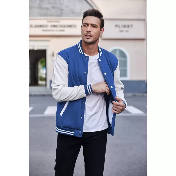 COOFANDY Mens Fashion Varsity Jackets Leather Sleeve Slim Fit College Baseball Letterman Bomber Coat