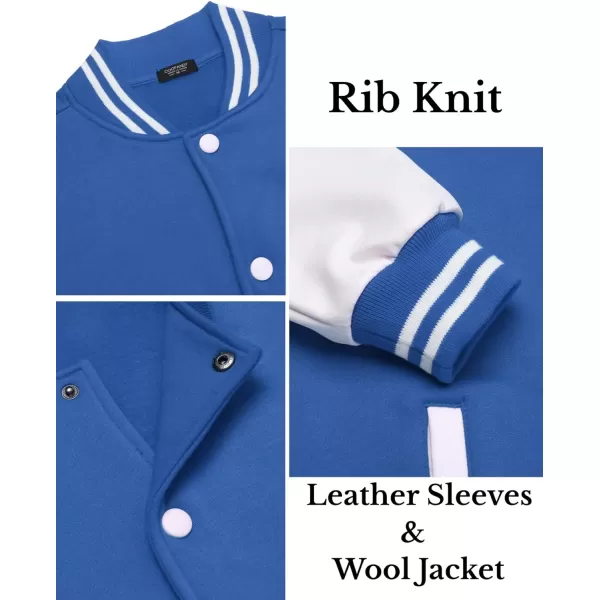 COOFANDY Mens Fashion Varsity Jackets Leather Sleeve Slim Fit College Baseball Letterman Bomber Coat