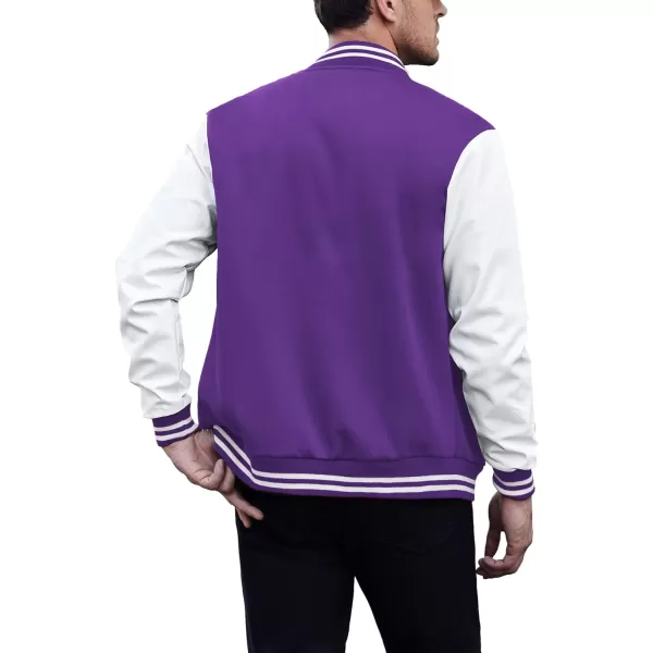 COOFANDY Mens Fashion Varsity Jackets Leather Sleeve Slim Fit College Baseball Letterman Bomber Coat