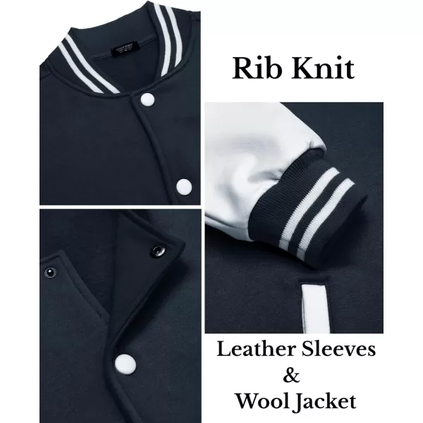 COOFANDY Mens Fashion Varsity Jackets Leather Sleeve Slim Fit College Baseball Letterman Bomber Coat