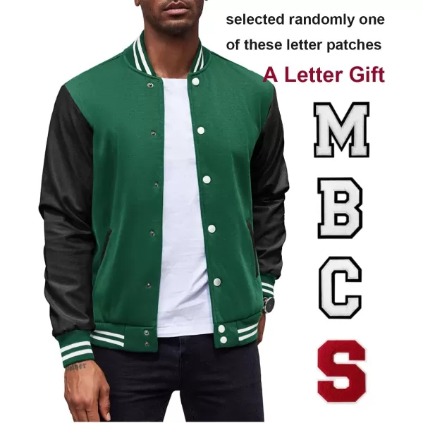 COOFANDY Mens Fashion Varsity Jackets Leather Sleeve Slim Fit College Baseball Letterman Bomber Coat