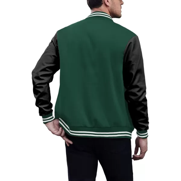 COOFANDY Mens Fashion Varsity Jackets Leather Sleeve Slim Fit College Baseball Letterman Bomber Coat