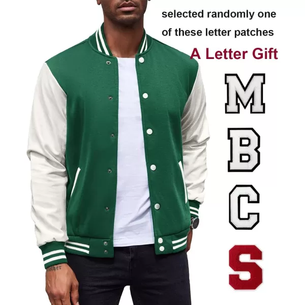 COOFANDY Mens Fashion Varsity Jackets Leather Sleeve Slim Fit College Baseball Letterman Bomber Coat