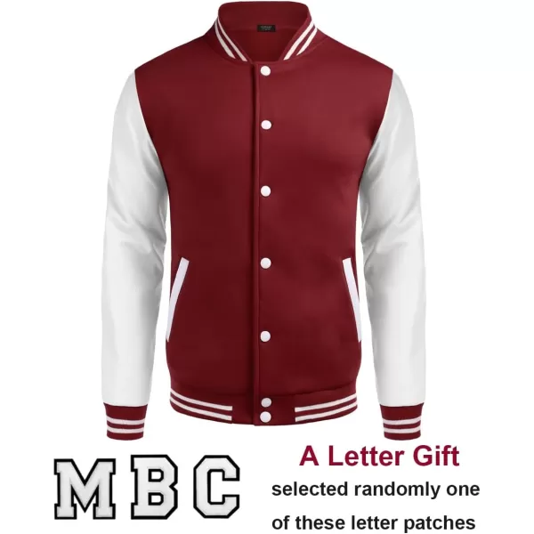 COOFANDY Mens Fashion Varsity Jackets Leather Sleeve Slim Fit College Baseball Letterman Bomber Coat