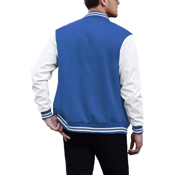 COOFANDY Mens Fashion Varsity Jackets Leather Sleeve Slim Fit College Baseball Letterman Bomber Coat