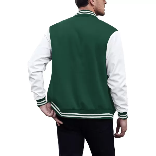 COOFANDY Mens Fashion Varsity Jackets Leather Sleeve Slim Fit College Baseball Letterman Bomber Coat