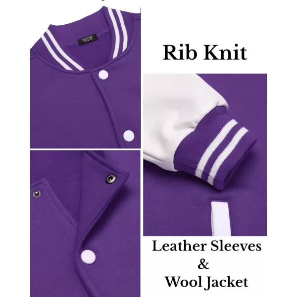 COOFANDY Mens Fashion Varsity Jackets Leather Sleeve Slim Fit College Baseball Letterman Bomber Coat