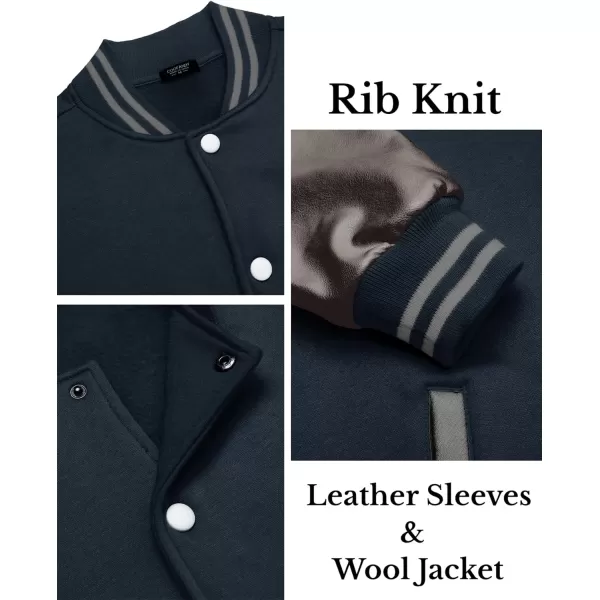 COOFANDY Mens Fashion Varsity Jackets Leather Sleeve Slim Fit College Baseball Letterman Bomber Coat