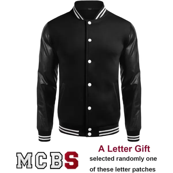 COOFANDY Mens Fashion Varsity Jackets Leather Sleeve Slim Fit College Baseball Letterman Bomber Coat