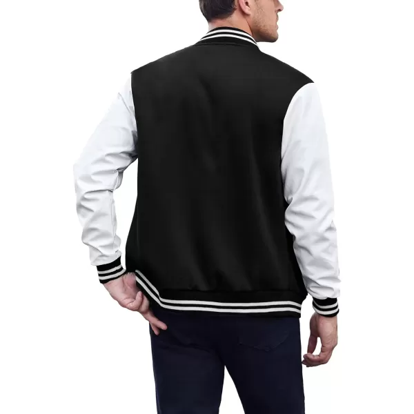 COOFANDY Mens Fashion Varsity Jackets Leather Sleeve Slim Fit College Baseball Letterman Bomber Coat