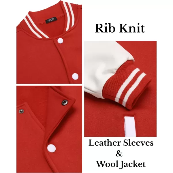COOFANDY Mens Fashion Varsity Jackets Leather Sleeve Slim Fit College Baseball Letterman Bomber Coat