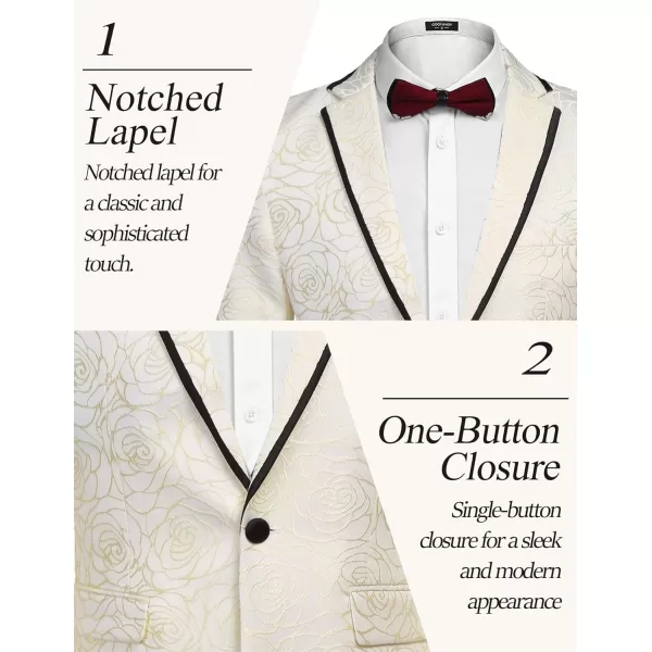 COOFANDY Men's Floral Suit Jacket Embroidered Wedding Blazer Party Dinner Tuxedo)