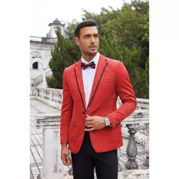 COOFANDY Men's Floral Suit Jacket Embroidered Wedding Blazer Party Dinner Tuxedo)