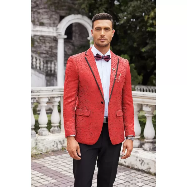 COOFANDY Men's Floral Suit Jacket Embroidered Wedding Blazer Party Dinner Tuxedo)