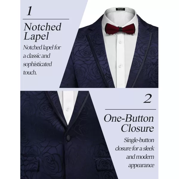 COOFANDY Men's Floral Suit Jacket Embroidered Wedding Blazer Party Dinner Tuxedo)