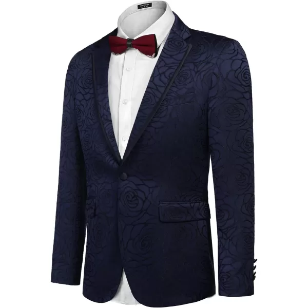 COOFANDY Men's Floral Suit Jacket Embroidered Wedding Blazer Party Dinner Tuxedo)